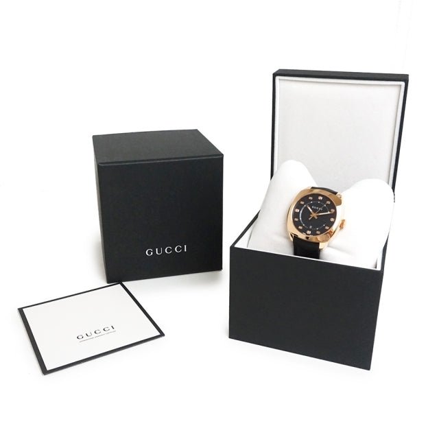  Shop Authentic Gucci GG2570 Quartz Black Dial Black Leather Strap Watch For Men - YA142309 - Luxxuri