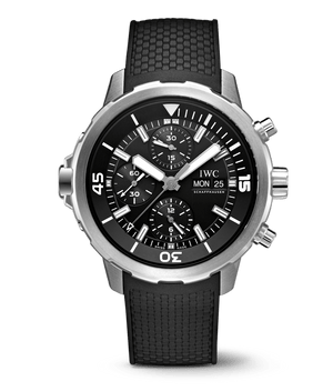  Shop Authentic IWC Aquatimer Chronograph Black Dial Black Leather Strap Watch for Men - IW376803 - Luxxuri