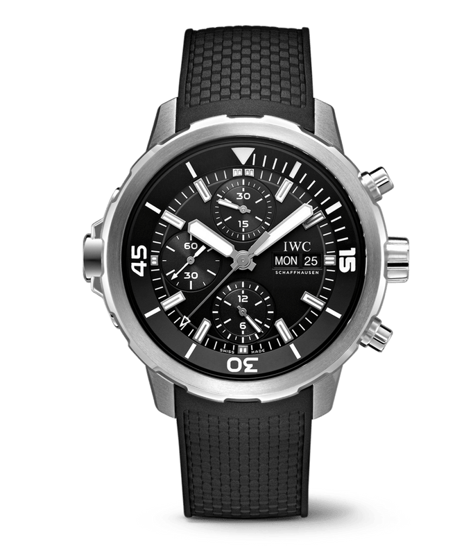  Shop Authentic IWC Aquatimer Chronograph Black Dial Black Leather Strap Watch for Men - IW376803 - Luxxuri