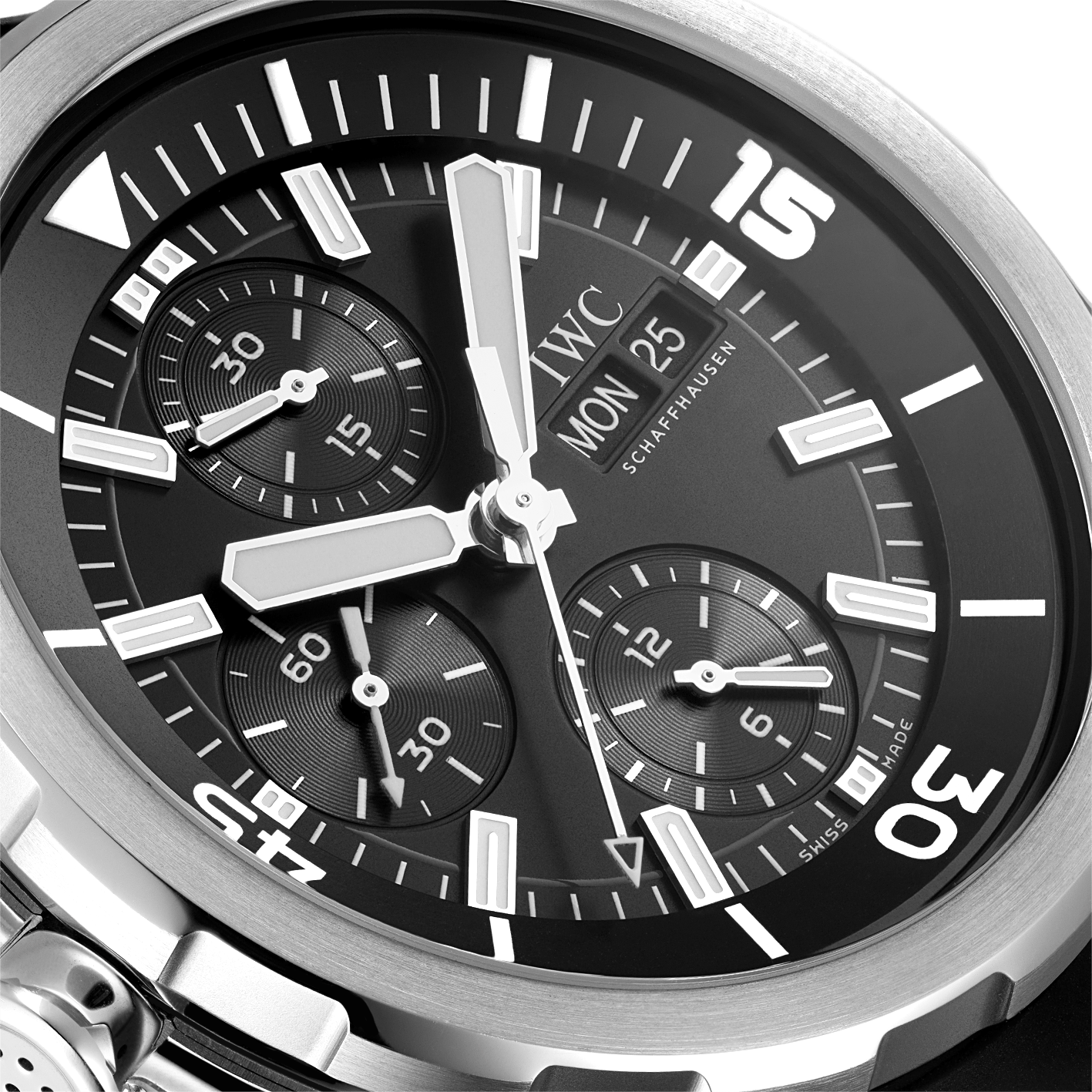  Shop Authentic IWC Aquatimer Chronograph Black Dial Black Leather Strap Watch for Men - IW376803 - Luxxuri