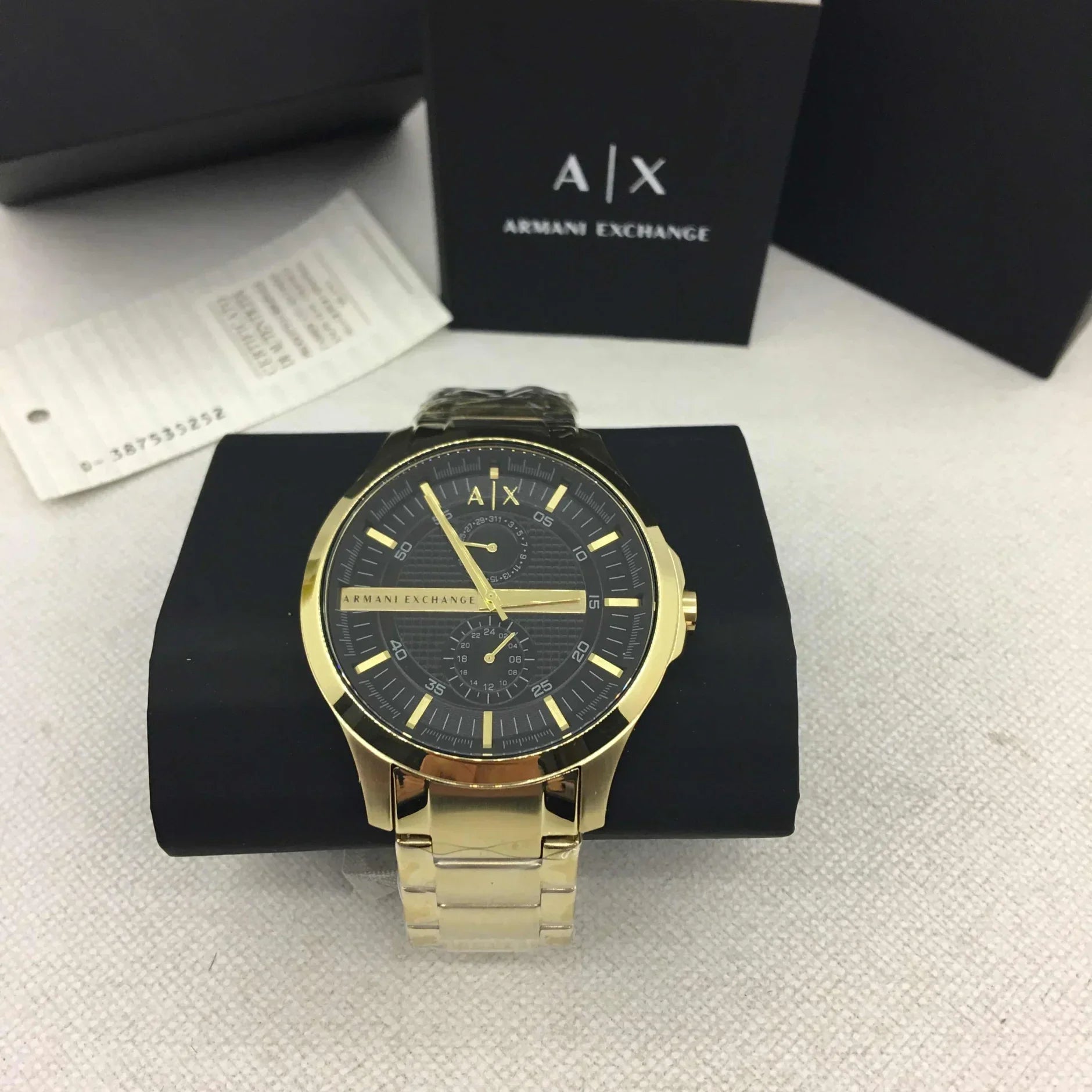  Shop Authentic Armani Exchange Hampton Chronograph Black Dial Gold Steel Strap Watch For Men - AX2122 - Luxxuri