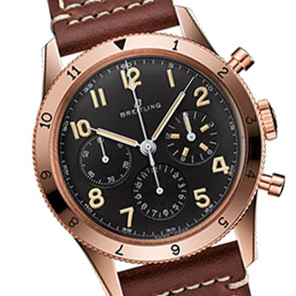  Shop Authentic Breitling Avi 1953 Edition Black Dial Brown Leather Strap Watch for Men - RB0920131B1X1 - Luxxuri