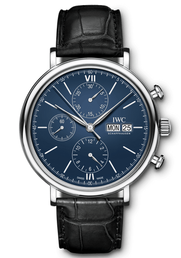  Shop Authentic IWC Portofino Chronograph Blue Dial Black Leather Strap Watch for Men - IW391023 - Luxxuri