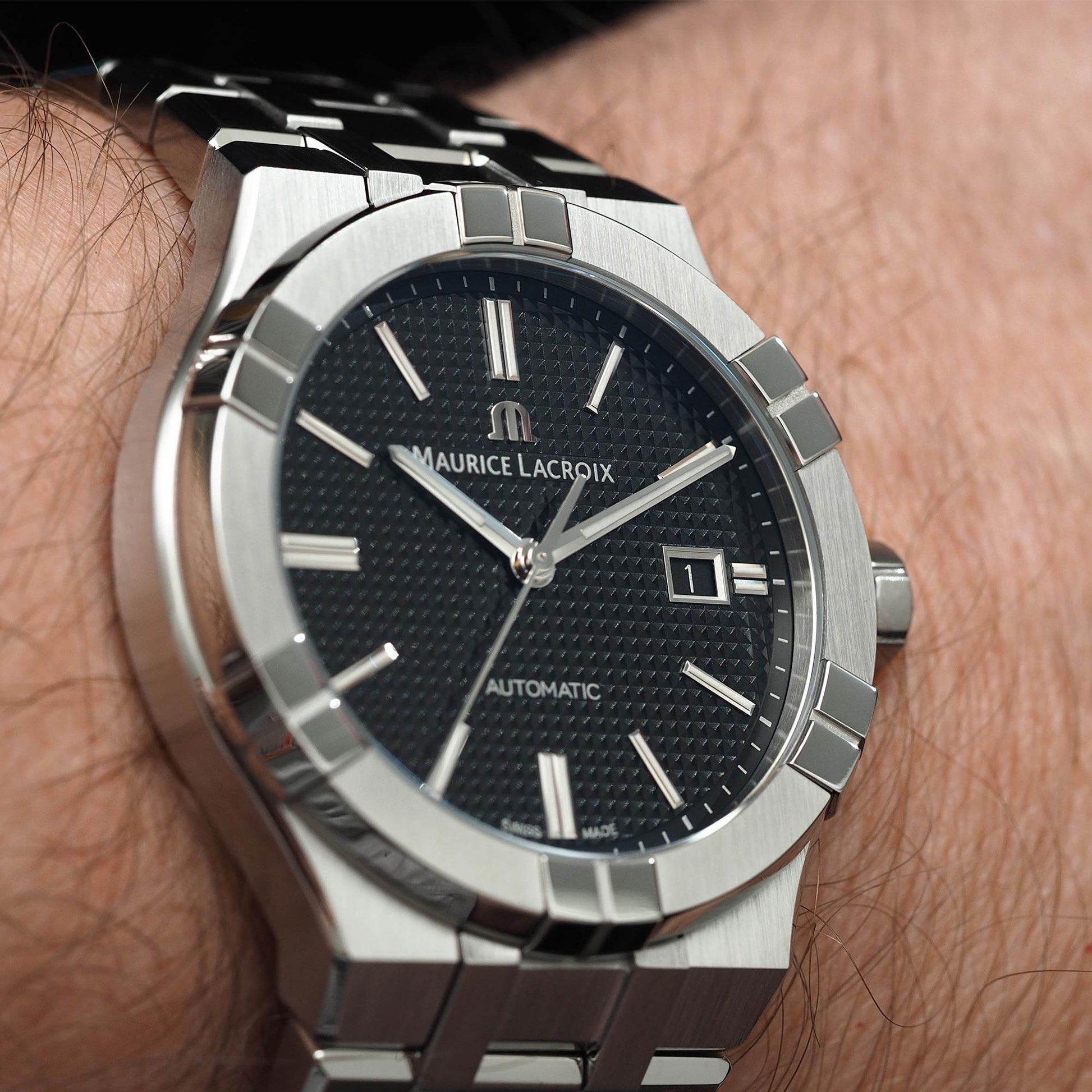  Shop Authentic Maurice Lacroix Aikon Automatic Black Dial Silver Steel Strap Watch for Men - AI1807-SS002-330-1 - Luxxuri