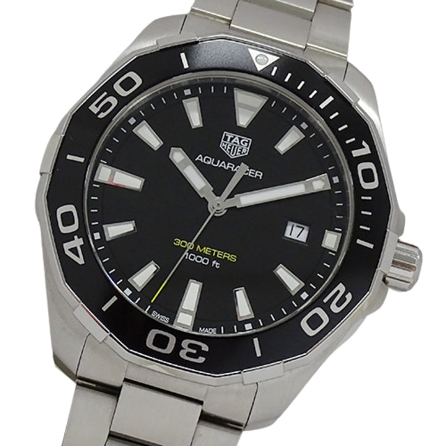  Shop Authentic Tag Heuer Aquaracer Quartz Black Dial Silver Steel Strap Watch for Men - WAY101A.BA0746 - Luxxuri