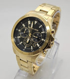  Shop Authentic Michael Kors Greyson Chronograph Black Dial Gold Steel Strap Watch For Men - MK9108 - Luxxuri