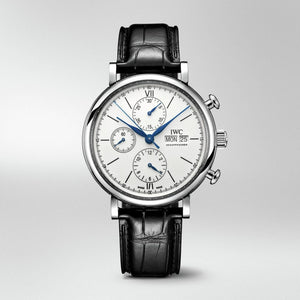  Shop Authentic IWC Portofino Chronograph White Dial Black Leather Strap Watch for Men - IW391024 - Luxxuri
