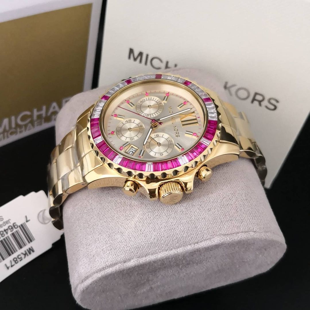  Shop Authentic Michael Kors Everest Chronograph Gold Dial Gold Steel Strap Watch for Women - MK5871 - Luxxuri