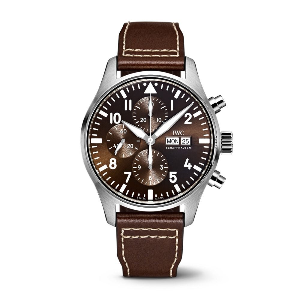  Shop Authentic IWC Pilot's Watch Chronograph Edition Brown Dial Brown Leather Strap Watch for Men - IW377713 - Luxxuri