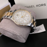  Shop Authentic Michael Kors Brinkley Chronograph Silver Dial Two Tone Steel Strap Watch for Women - MK6188 - Luxxuri