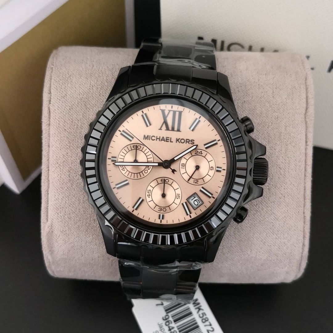  Shop Authentic Michael Kors Everest Quartz Rose Gold Dial Black Steel Strap Watch For Women - MK5872 - Luxxuri