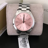  Shop Authentic Michael Kors Slim Runway Quartz Pink Dial Silver Steel Strap Watch For Women - MK3380 - Luxxuri