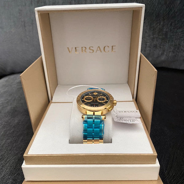  Shop Authentic Versace Aion Chronograph Black Dial Gold Steel Strap Watch For Men - VE1D01721 - Luxxuri