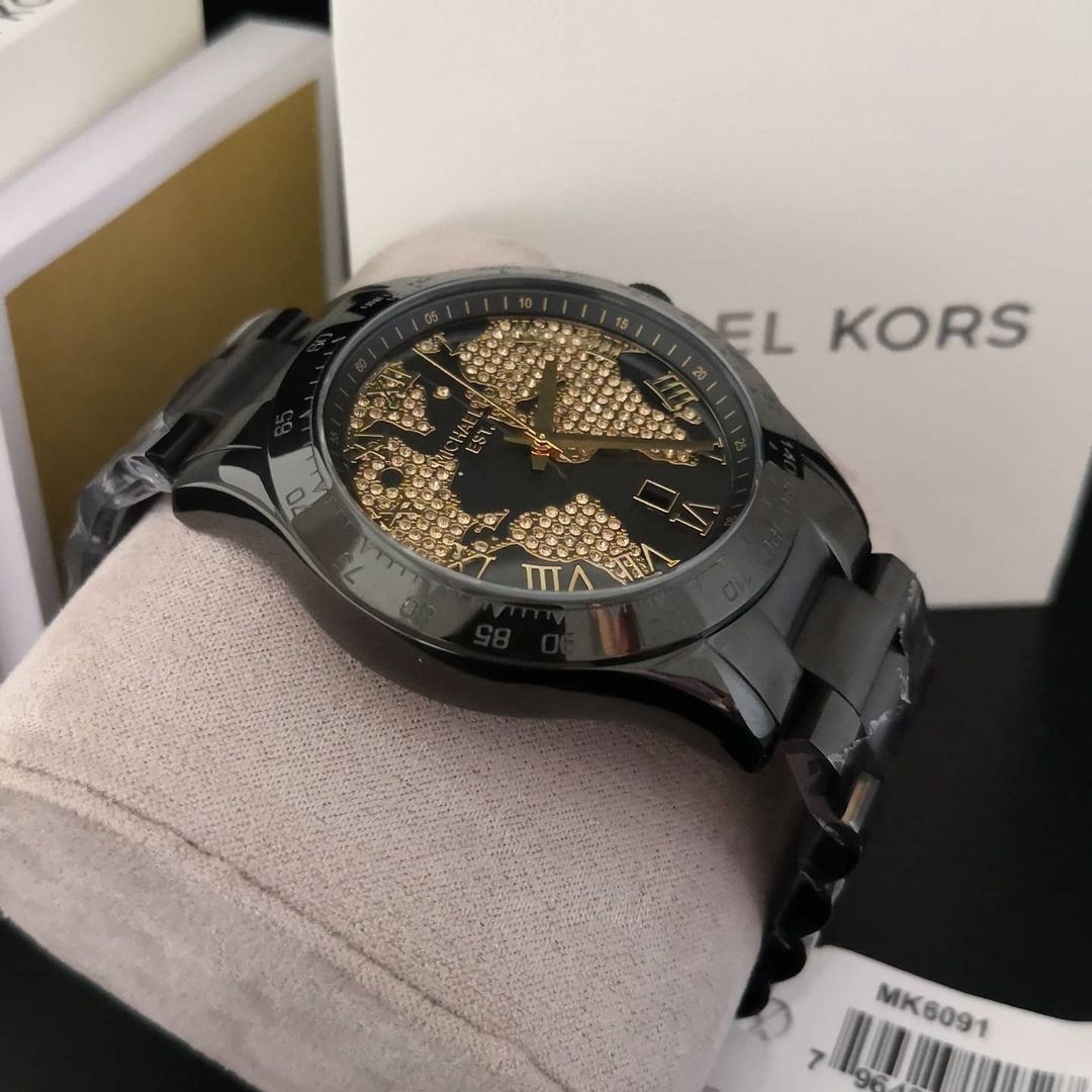  Shop Authentic Michael Kors Layton Pave Black Dial Black Steel Strap Watch for Women - MK6091 - Luxxuri