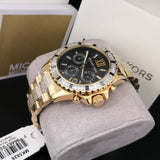  Shop Authentic Michael Kors Everest Chronograph Black Dial Gold Steel Strap Watch For Women - MK5828 - Luxxuri