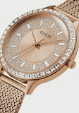  Shop Authentic Guess Soiree Diamonds Rose Gold Dial Rose Gold Mesh Bracelet Watch for Women - GW0402L3 - Luxxuri