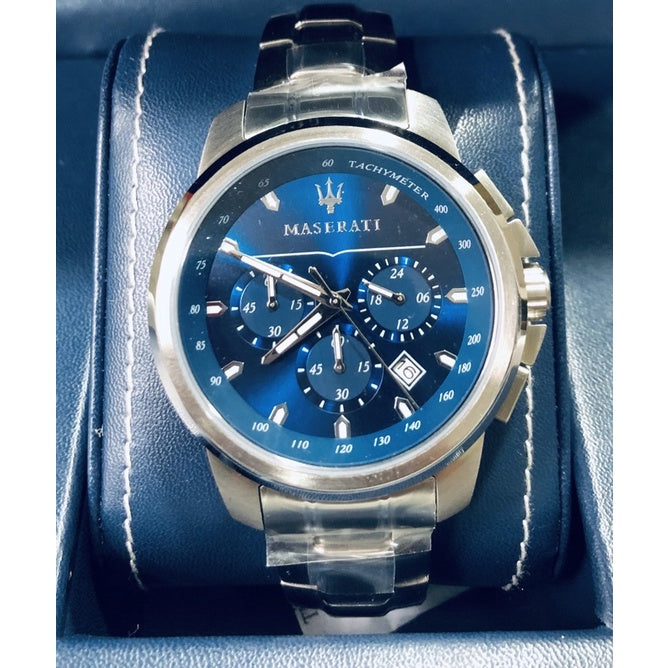  Shop Authentic Maserati Successo Chronograph Blue Dial Silver Steel Strap Watch For Men - R8873621002 - Luxxuri