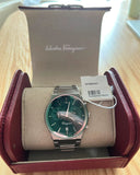  Shop Authentic Salvatore Ferragamo Sapphire Chrono Green Dial Silver Steel Strap Watch for Men - SFME00421 - Luxxuri