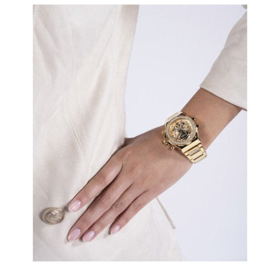  Shop Authentic Guess Fusion Chronograph Gold Dial Gold Steel Strap Watch for Women - GW0552L2 - Luxxuri