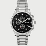  Shop Authentic Hugo Boss View Chronograph Black Dial Silver Steel Strap Watch For Men - 1514008 - Luxxuri