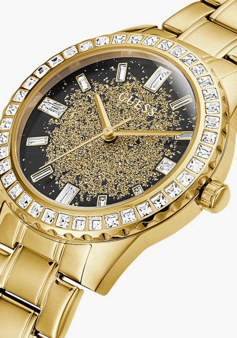  Shop Authentic Guess Night Life Diamonds Black Dial Gold Steel Strap Watch for Women - GW0405L2 - Luxxuri