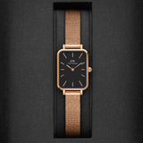  Shop Authentic Daniel Wellington Quadro Melrose Black Dial Rose Gold Mesh Bracelet Watch For Women - DW00100432 - Luxxuri