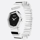  Shop Authentic Dior Gem Dior Mother of Pearl Diamonds Black Dial Silver Steel Strap Watch for Women - CD18111X1058 - Luxxuri