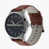  Shop Authentic Armani Exchange Hampton Chronograph Blue Dial Brown Leather Strap Watch For Men - AX2133 - Luxxuri
