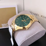  Shop Authentic Michael Kors Slim Runway Green Dial Gold Steel Strap Watch for Women - MK3435 - Luxxuri