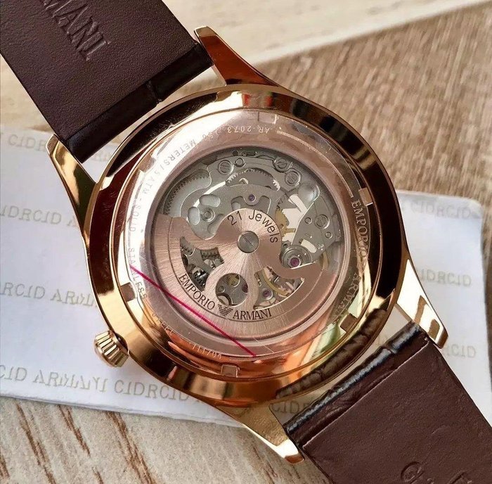  Shop Authentic Emporio Armani Epoca White Skeletal Dial Black Leather Strap Watch For Men - AR2073 - Luxxuri