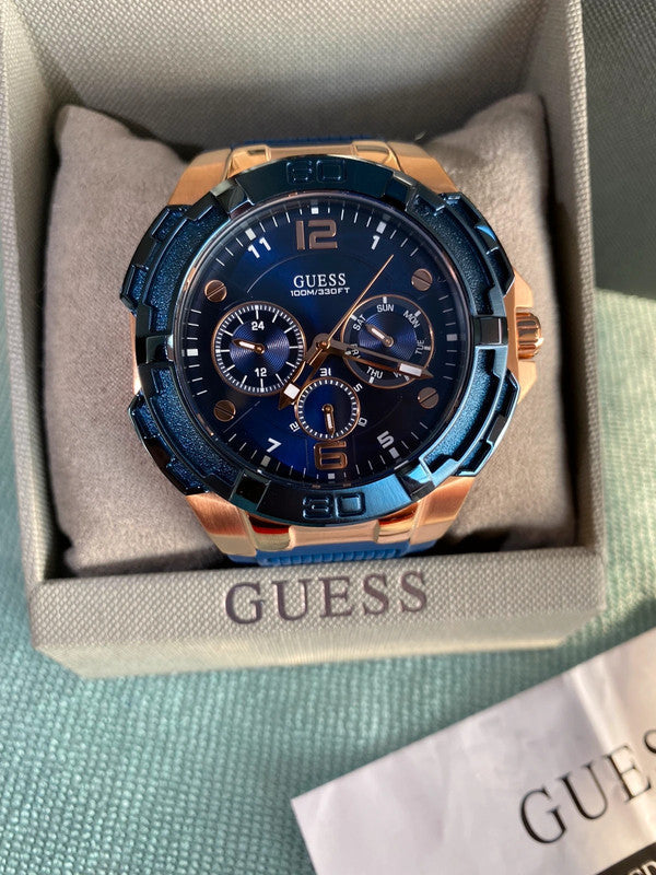  Shop Authentic Guess Genesis Quartz Blue Dial Blue Silicone Strap Watch For Men - W1254G3 - Luxxuri