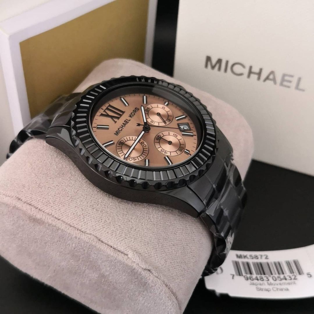  Shop Authentic Michael Kors Everest Quartz Rose Gold Dial Black Steel Strap Watch For Women - MK5872 - Luxxuri