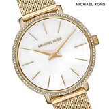  Shop Authentic Michael Kors Pyper Quartz Mother of Pearl White Dial Gold Mesh Bracelet Watch For Women - MK4619 - Luxxuri
