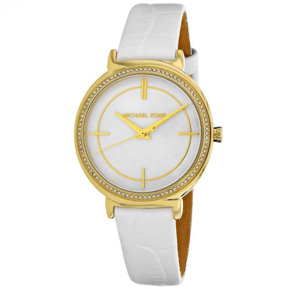  Shop Authentic Michael Kors Cinthia Mother of Pearl Dial White Leather Strap Watch for Women - MK2662 - Luxxuri