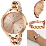  Shop Authentic Michael Kors Slim Runway Rose Gold Dial Rose Gold Steel Strap Watch for Women - MK3223 - Luxxuri