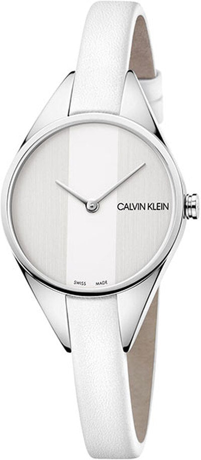  Shop Authentic Calvin Klein Rebel White Dial White Leather Strap Watch for Women - K8P231L6 - Luxxuri
