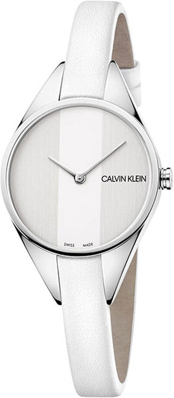  Shop Authentic Calvin Klein Rebel White Dial White Leather Strap Watch for Women - K8P231L6 - Luxxuri