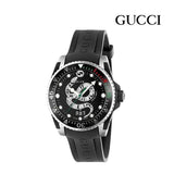  Shop Authentic Gucci Dive Quartz Kingsnake Black Dial Black Rubber Strap Watch For Men - YA136217 - Luxxuri