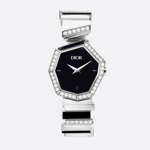 Shop Authentic Dior Gem Dior Mother of Pearl Diamonds Black Dial Silver Steel Strap Watch for Women - CD18111X1058 - Luxxuri