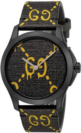  Shop Authentic Gucci G Timeless Ghost Black Dial Black Leather Strap Watch For Men - YA1264019 - Luxxuri