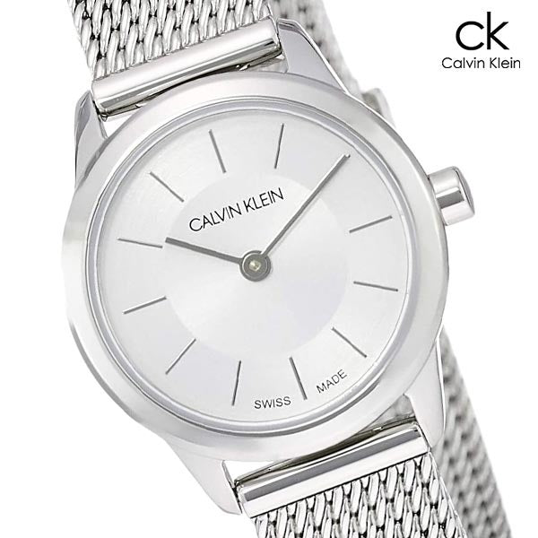  Shop Authentic Calvin Klein Minimal White Dial Silver Mesh Bracelet Watch for Women - K3M23126 - Luxxuri