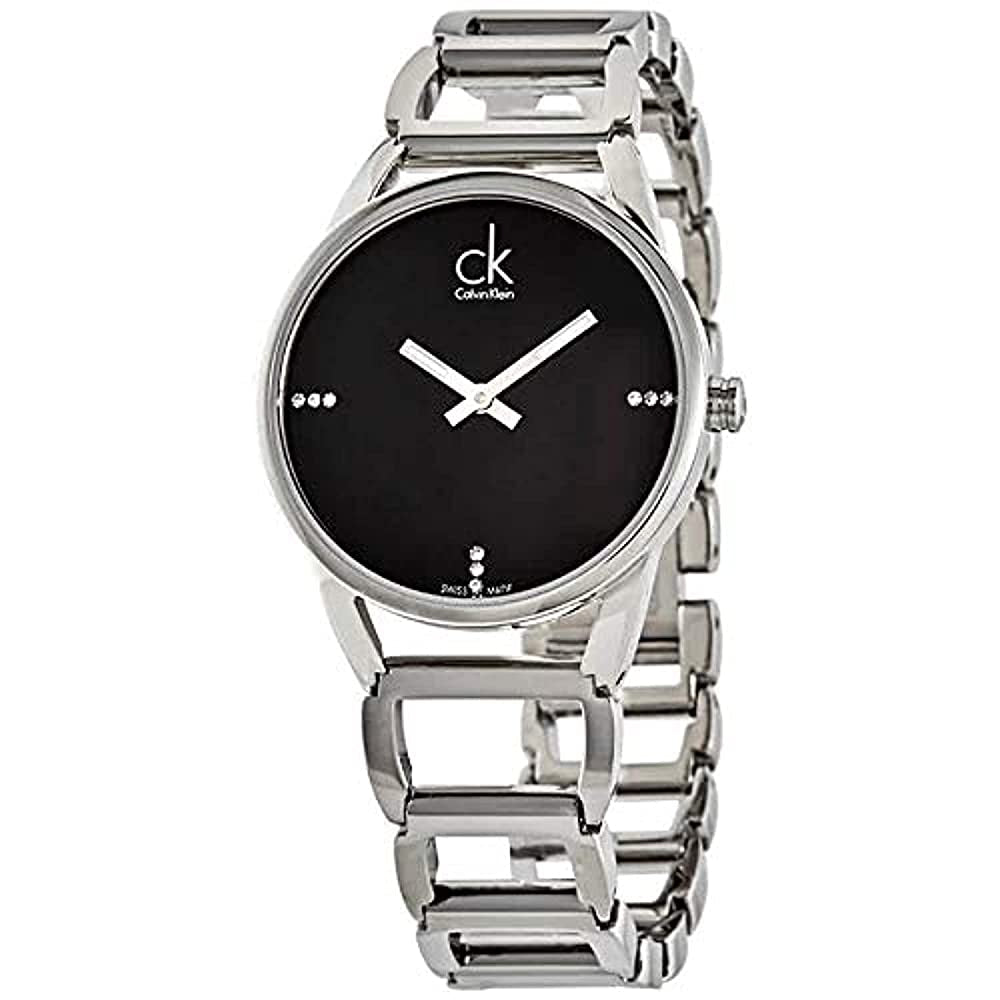  Shop Authentic Calvin Klein Stately Black Dial Silver Steel Strap Watch for Women - K3G2312S - Luxxuri