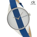  Shop Authentic Calvin Klein Rebel Blue Silver Dial Blue Leather Strap Watch for Women - K8P231V6 - Luxxuri