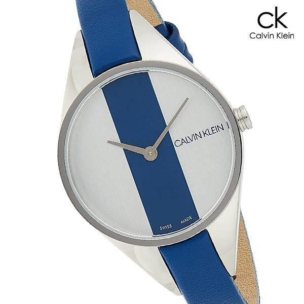  Shop Authentic Calvin Klein Rebel Blue Silver Dial Blue Leather Strap Watch for Women - K8P231V6 - Luxxuri