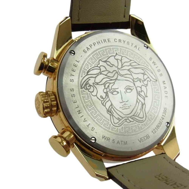  Shop Authentic Versace V-Ray Chronograph Quartz Black Dial Brown Leather Strap Watch For Men - VEDB00318 - Luxxuri