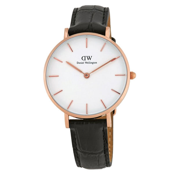  Shop Authentic Daniel Wellington Petite Reading White Dial Black Leather Strap Watch For Women - DW00100173 - Luxxuri