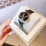  Shop Authentic Versace Virtus Quartz Black Dial Black Leather Strap Watch for Women - VEHC00119 - Luxxuri