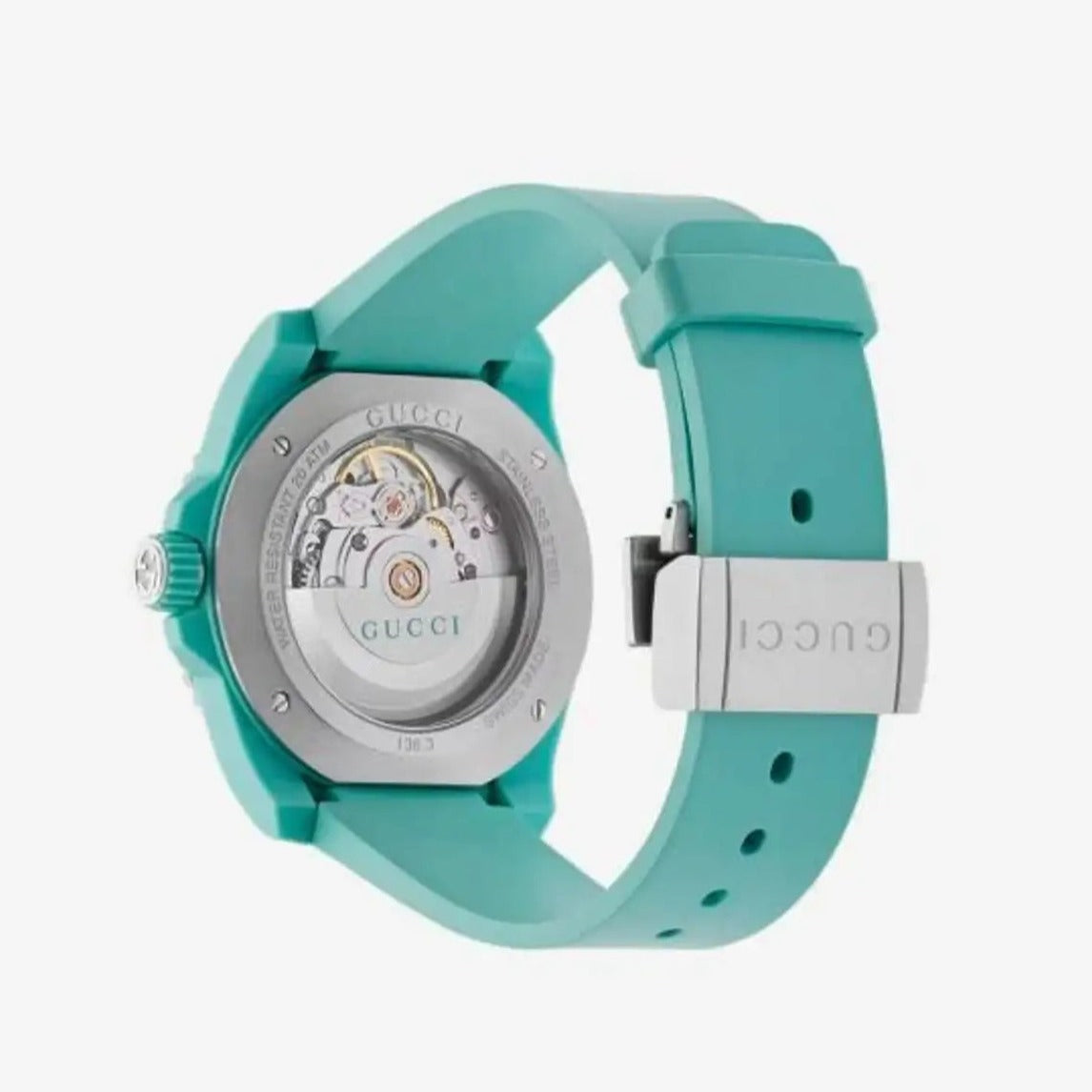  Shop Authentic Gucci Dive Automatic Green Dial Green Rubber Strap Unisex Watch - YA136344 - Luxxuri