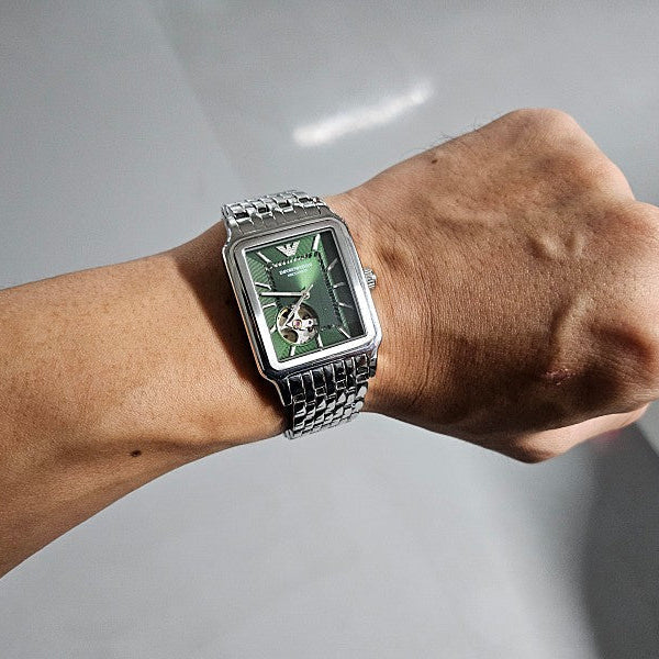  Shop Authentic Emporio Armani Meccanico Automatic Green Dial Silver Steel Strap Watch For Men - AR60067 - Luxxuri