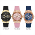 Guess Rose Gold Dial with Diamonds Pink Rubber Strap Watch For Women - W1053L3